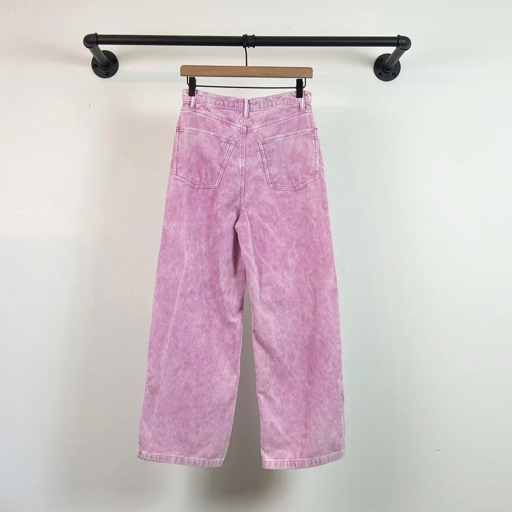 BDG High & Wide High Rise Ankle Wide Leg Corduroy Pants in Pink